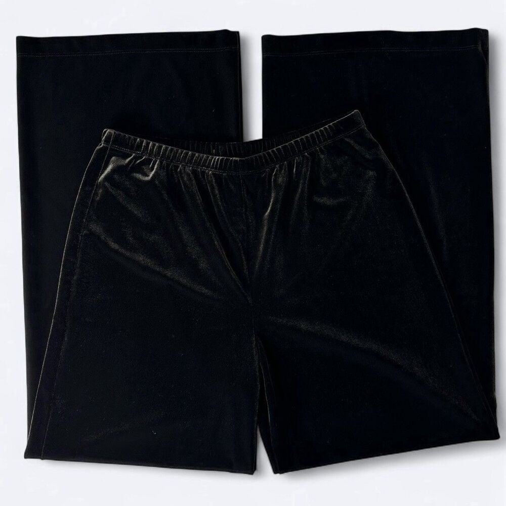 Chicos Velvet Wide Leg Pants Sz 2 US L Black Brown Shimmer Pull On Holiday Party